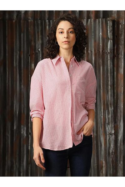High Star By Styli Striped Pocket Detail Cotton Regular Fit Shirt
