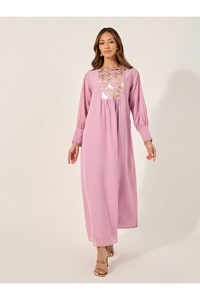 Styli Embellished Sequins Pleated A-Line Jalabyia