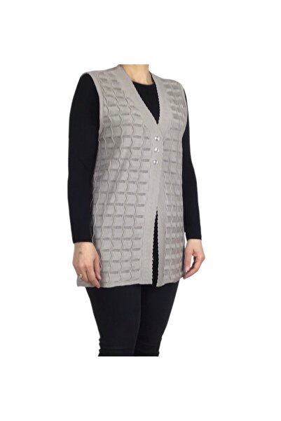 ECE GİYİM Women's Front Three Button Thin Sports Short Mercerized Vest