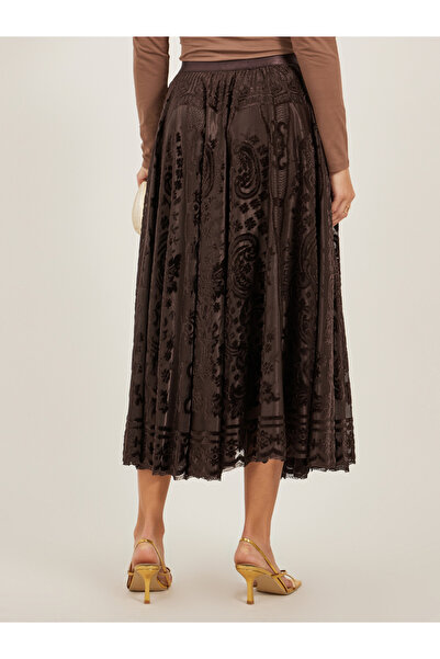 Styli Burnout Design A-Line Midi Skirt