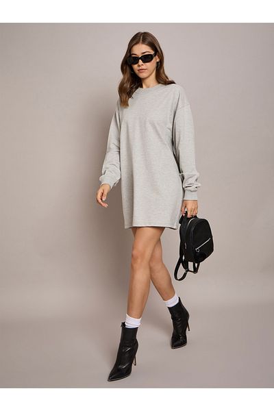 Sassafras By Styli Solid Terry Oversized Mini Sweatshirt Dress
