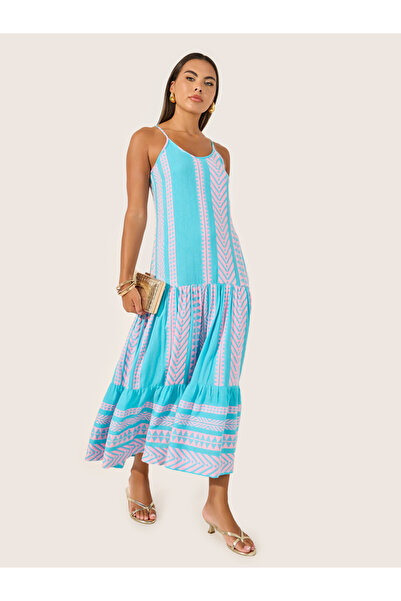 Styli Striped Strappy Tiered Maxi Dress