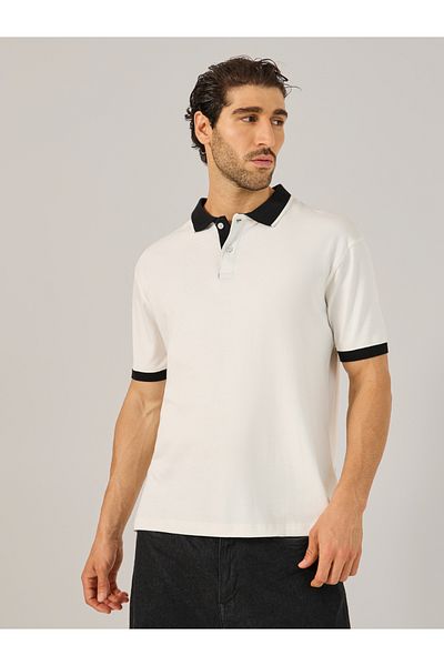 Styli Contrast Tipped Relaxed Fit Polo T-Shirt