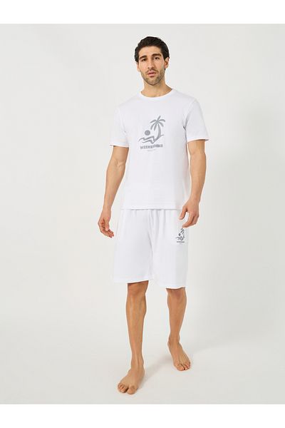 Styli Graphic Print T-Shirt and Drawstring Waist Shorts Set