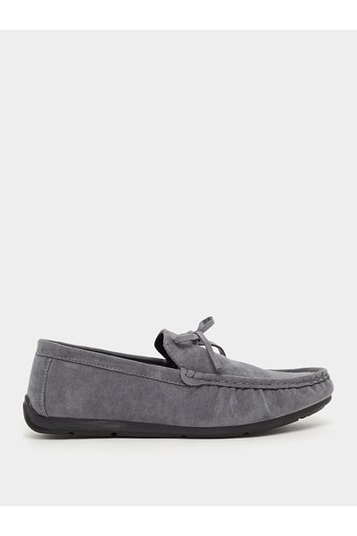Styli Textured Bow Accent Slip In Loafers