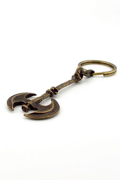 Solfera War Axe Warrior Ancient Yellow Bronze Tumbled Metal Keychain Kc257