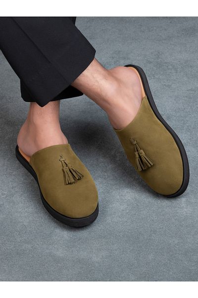Styli Suede Clogs with Tassel Detail