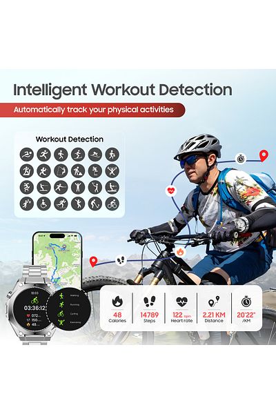 Swiss Military DOM6 Smartwatch 1.43” AMOLED,BT Calling,Health & Sports,IP67,7 Days,iOS/Android Compatible Silver