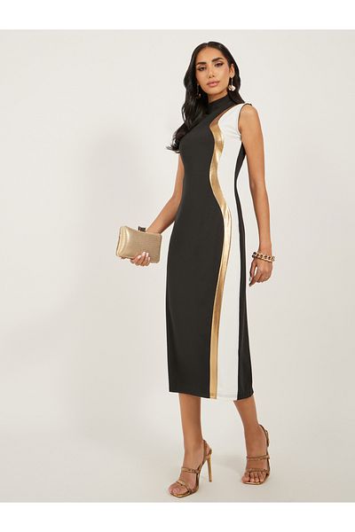 Styli Print Sleeveless Sheath Midi Dress