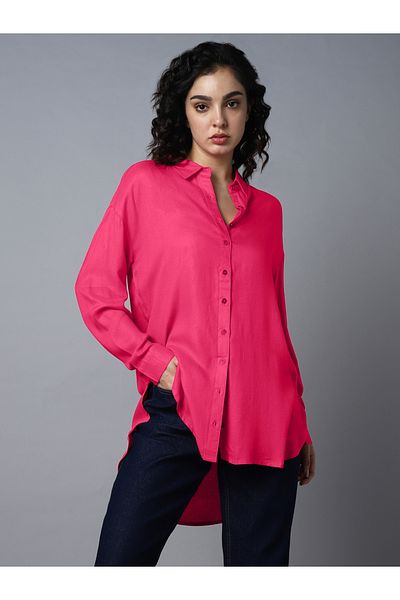 High Star By Styli Solid High Low Regular Fit Shirt