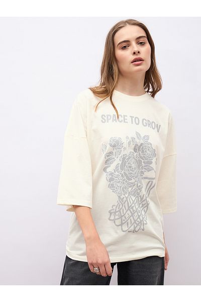 Styli Graphic Print Dropped Shoulders Oversized T-Shirt