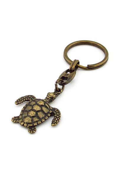 Solfera Sea Turtle Ocean Reef Antique Yellow Bronze Metal Key Chain Kc255