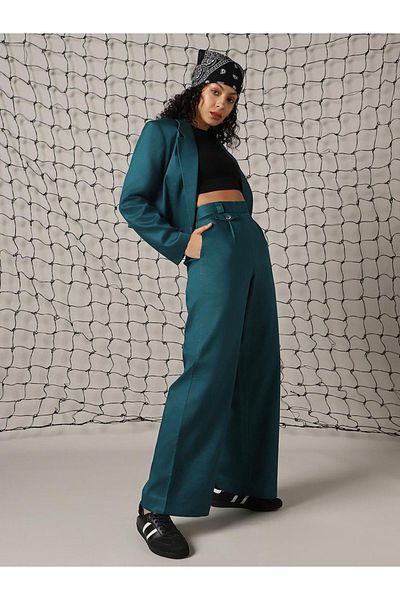 Hubberholme By Styli Solid High Rise Trousers with Belt Loops