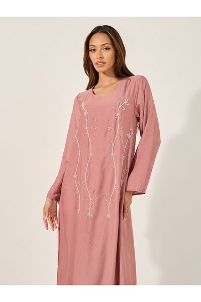 Styli Embellished V Neck A-Line Jalabyia