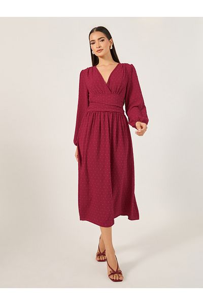Styli Print Long Sleeves A-Line Midi Dress