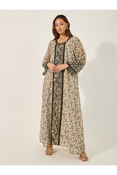 Styli All-Over Embroidered Sequined Jalabyia