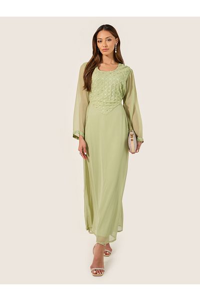 Styli Embellished Square Neck A-Line Jalabyia