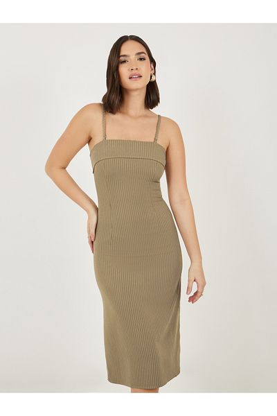 Styli Striped Sleeveless Sheath Midi Dress