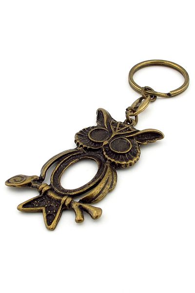 Solfera Owl Night Animal Forest Bronze Antique Metal Keychain