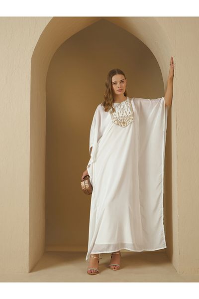 Styli Embroidered Yoke Kaftan with Slip Dress