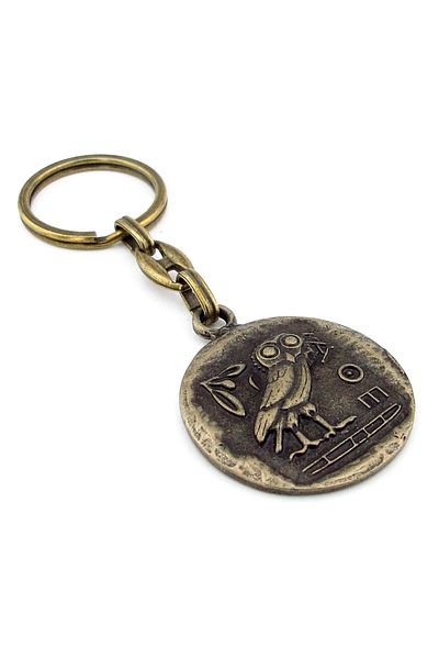 Solfera Athena Owl Ancient Greek Coin Tetradrahmi Bronze Metal Key Chain Kc232