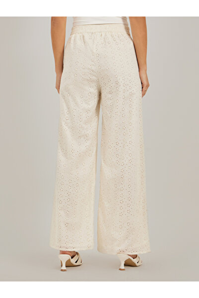 Styli Schiffli Cotton Wide Leg Pants with Pockets