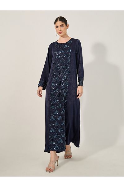 Styli Embellished Sequined Round Neck A-Line Jalabyia