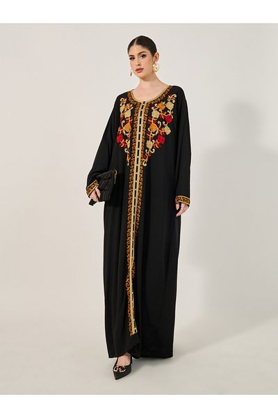 Styli Embroidered Round Neck A-Line Jalabyia