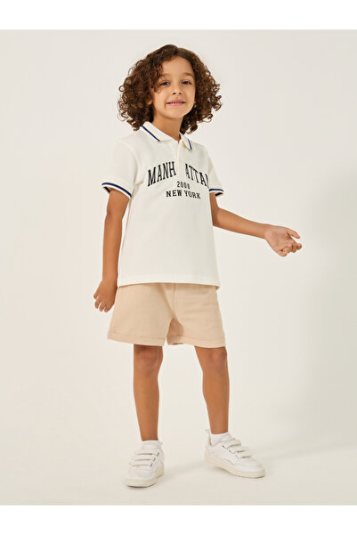 Styli Slogan Print Regular Fit Polo Neck T-Shirt