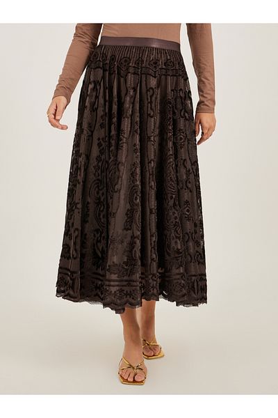 Styli Burnout Design A-Line Midi Skirt