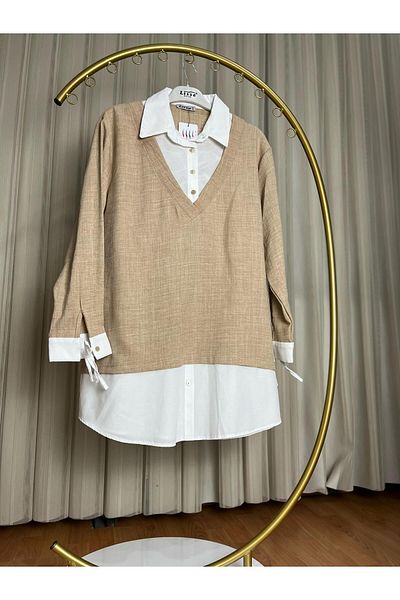 SMY Aerobin Fabric Shirt-Look Top and Pants Set
