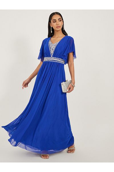 Styli Embellished Flared Sleeves A-Line Maxi Dress