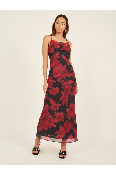Styli Floral Print Strappy Shift Maxi Dress