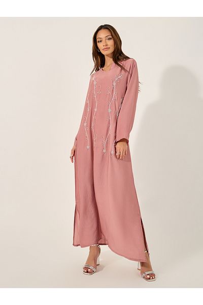 Styli Embellished V Neck A-Line Jalabyia