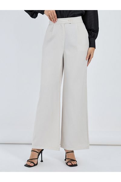 Styli High Rise Wide Leg Pants with Side Pocket
