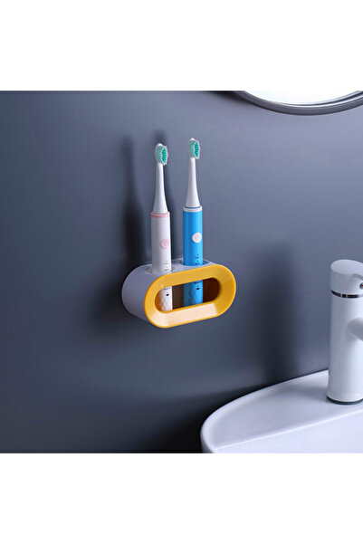 Choice حامل فرشاة الأسنان الكهربائية باللون الأصفر بفتحتين وحامل ذاتي اللصق م...