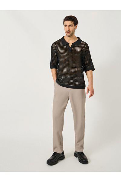 Styli Relaxed Fit Textured Mid Rise Pants