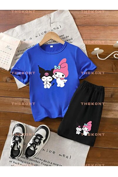 THEKONT PĂLĂRIE ROZ IMPRIMAT KUROMI PENTRU COPII SHORT-TIȘOARĂ BOTTOM-UP SET ...