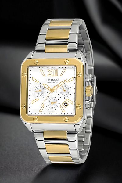 Ferrucci men's Silver-Gold Wristwatch and Bracelet - Fcf.14504fm.04 Function