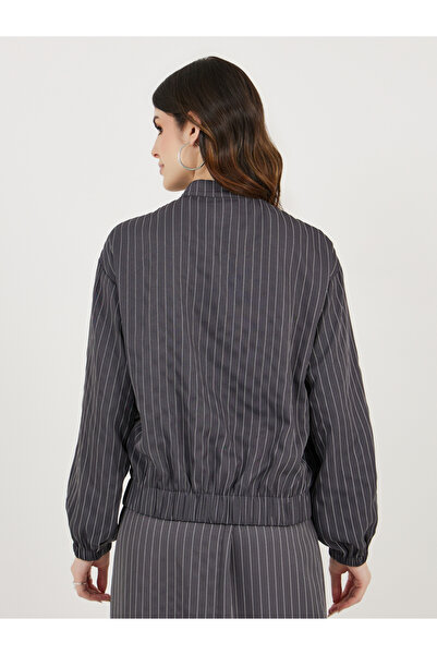 Styli Regular Fit Regular Length Striped Bomber Jacket