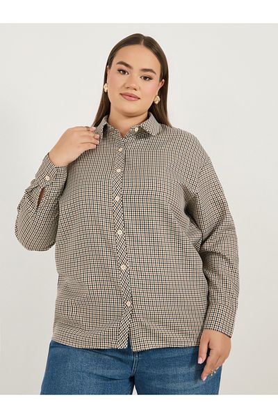 Styli Plus Size Checked Oversized Shirt