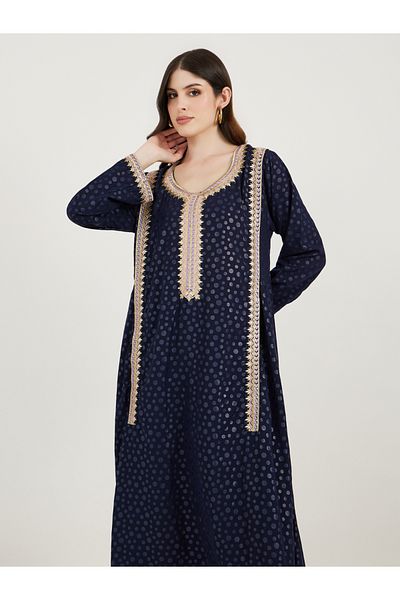 Maxim Creation By Styli Embroidered Panel Scoop Neck Kaftan
