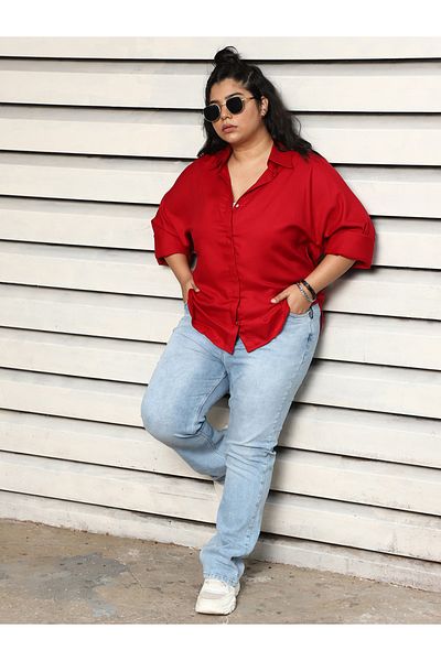 High Star By Styli Plus Size Boxy Casual Shirt with Button Placket