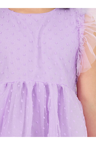 Styli Sleeveless Mesh Insert Ruffle Hem Dress