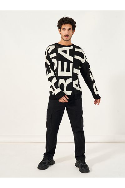 Styli Jacquard Knit Patterned Oversized Sweater