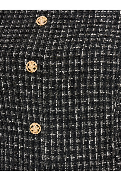 Styli Plus Size Short Sleeves A-Line Tweed Midi Dress