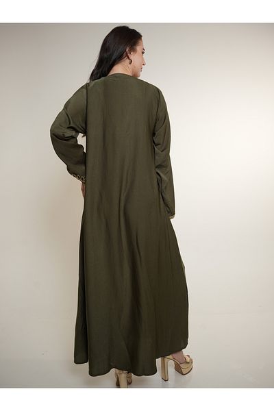 Elena by DStyle Satin Jalabiya with Beaded Handwork