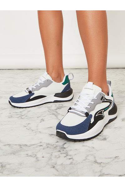 Styli Colorblock Textured Lace-Up Sneakers