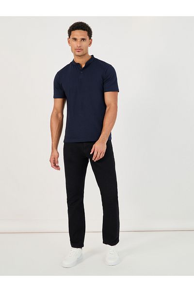 Styli Pure Cotton Compact Jersey Mandarin Polo