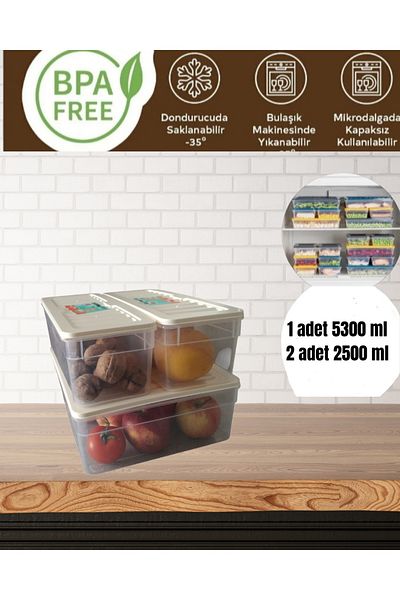 VİZYON Horizontal Lid Diffuse Refrigerator Organizer Storage Container Microwave Container